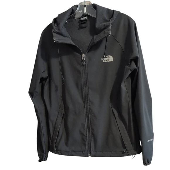 The North Face Apex WindWall Jacket Womens M Black Hooded Softshell Zip Pockets - Picture 2 of 10